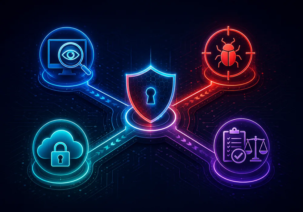 Four cybersecurity career tracks: SOC/blue team, penetration testing, cloud security, and GRC